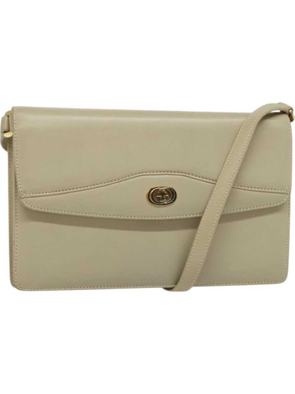 GUCCI Shoulder Bag Leather Beige Gold 004 406 0105